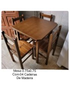MESA 0.75X0.75 COM 04 CADEIRAS BAIXA IMBUIA