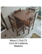 MESA 0.75X0.75 COM 04 CADEIRAS BAIXA IMBUIA