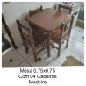MESA 0.75X0.75 COM 04 CADEIRAS IMBUIA