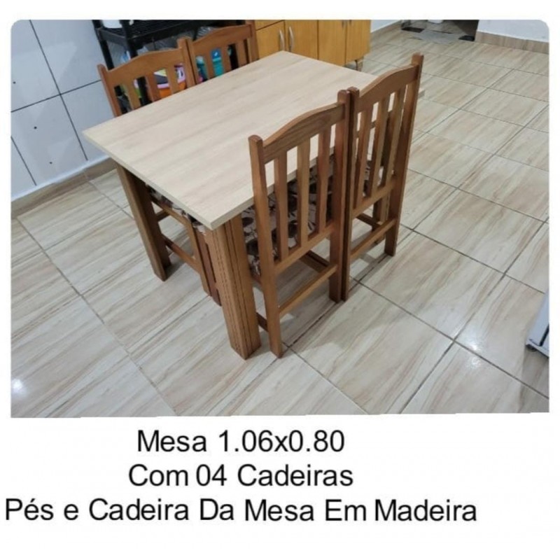MESA 1.06X0.80 AVELÃ COM 04 CADEIRAS