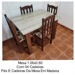 MESA 1.06X0.80 IMBUIA COM 04 CADEIRAS