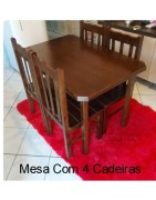 MESA 1.15X0.75 COM 04 CADEIRAS ALTA IMBUIA