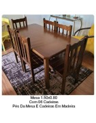 MESA 1.50X0.80 COM 06 CADEIRAS ALTA IMBUIA