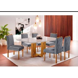 CONJUNTO MEL 1,60 X 0,90 COM 6 CADEIRAS