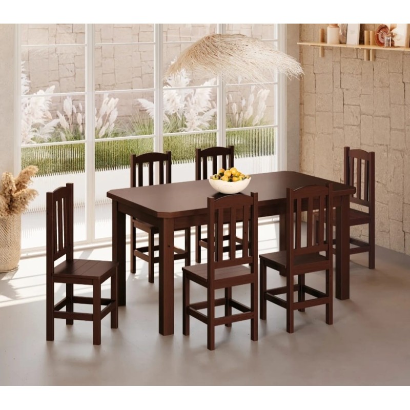 MESA CACAU 1,60X0,88 COM 6 CADEIRAS