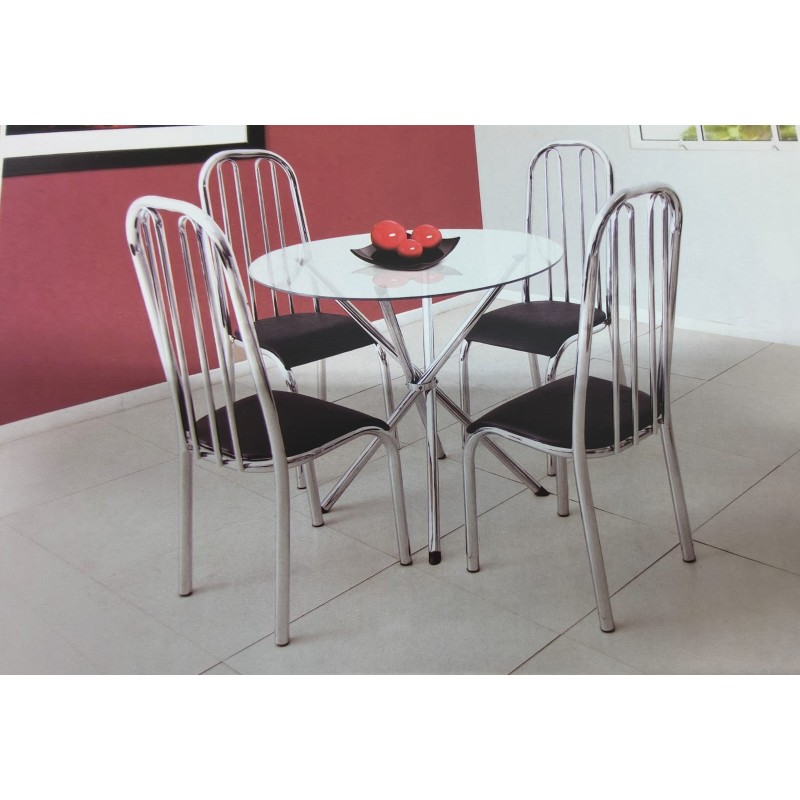 CONJUNTO MESA VIDRO COM 4 CADEIRAS